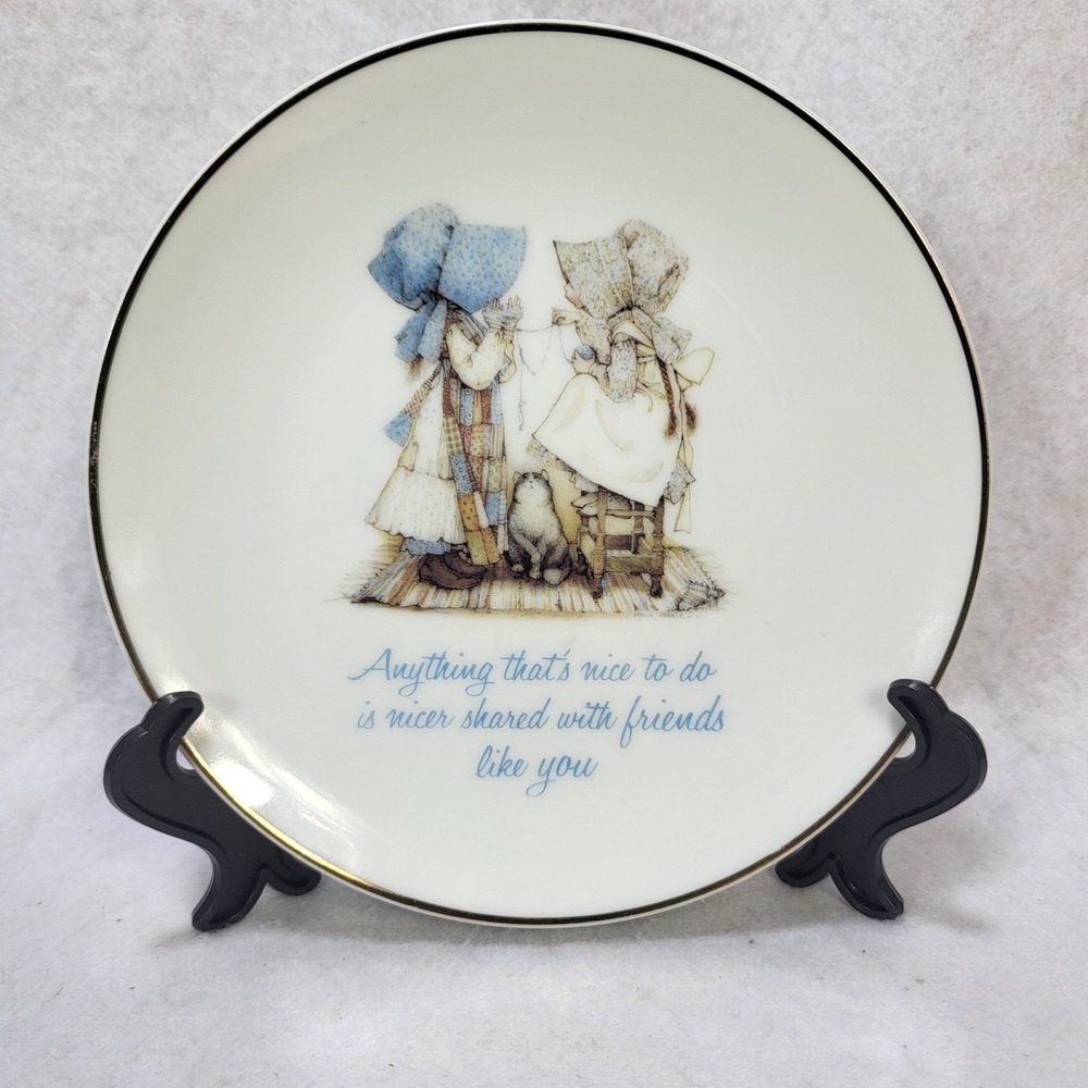 Lasting Memories Porcelain Plate Friendship Quote Holly Hobbie 1970s Style Japan